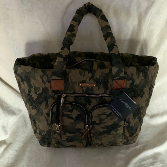 Joan & David Bags Joan And David Quilted Nylon Camo Travel Tote